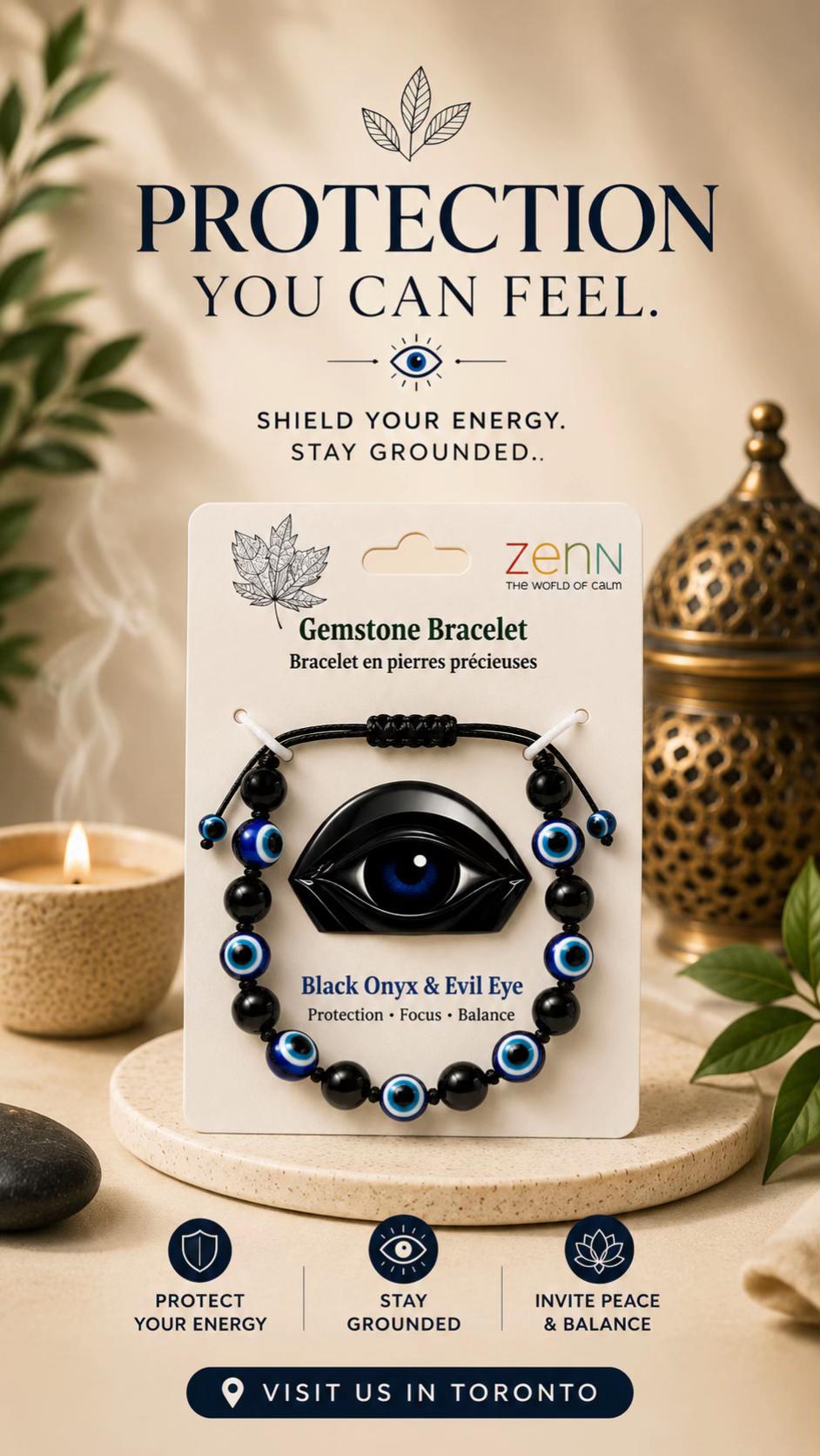 Black Onyx & Evil Eye Bracelet